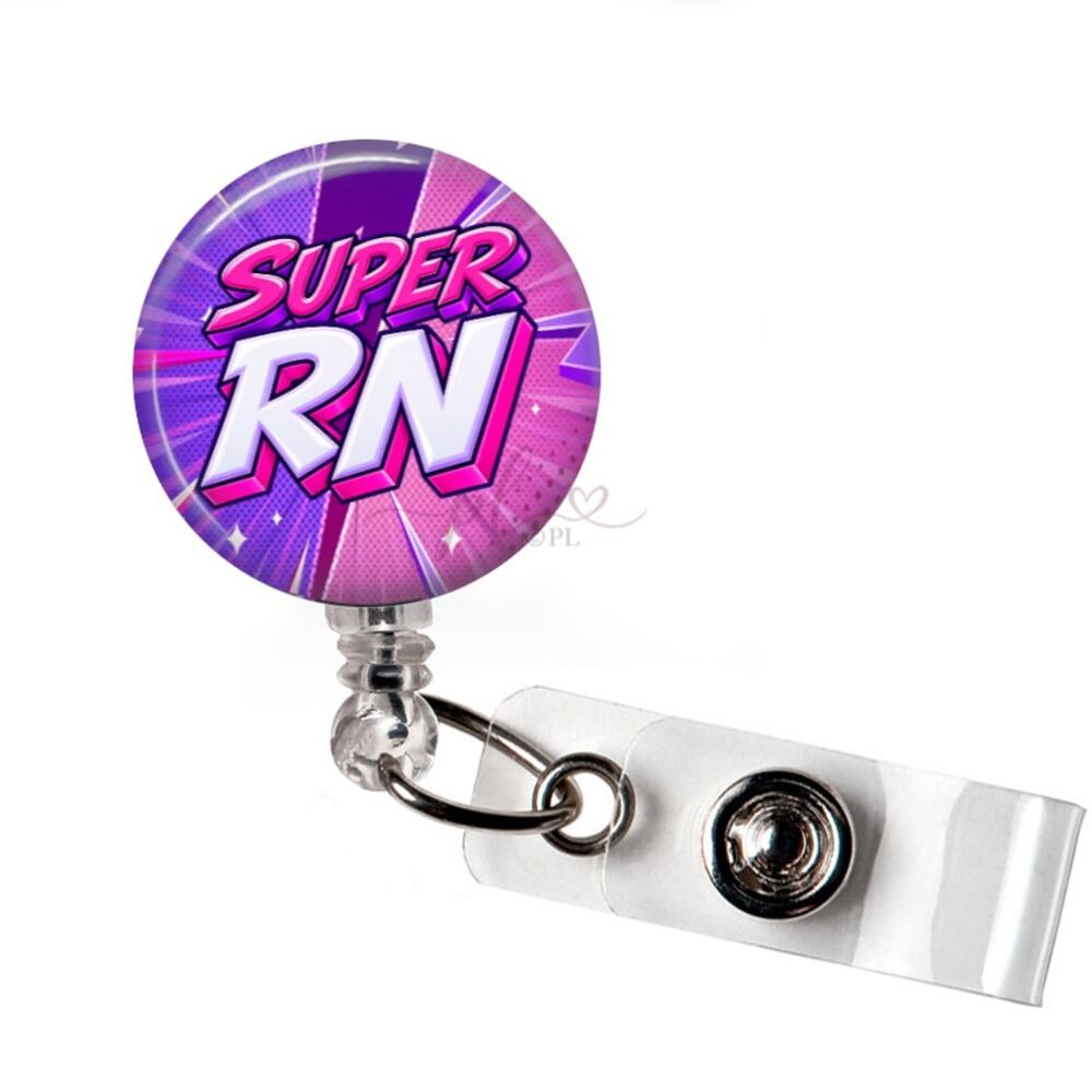 Super RN Badge Reel Registered Nurse Superhero Comic Book ID Holder Nurse Gift